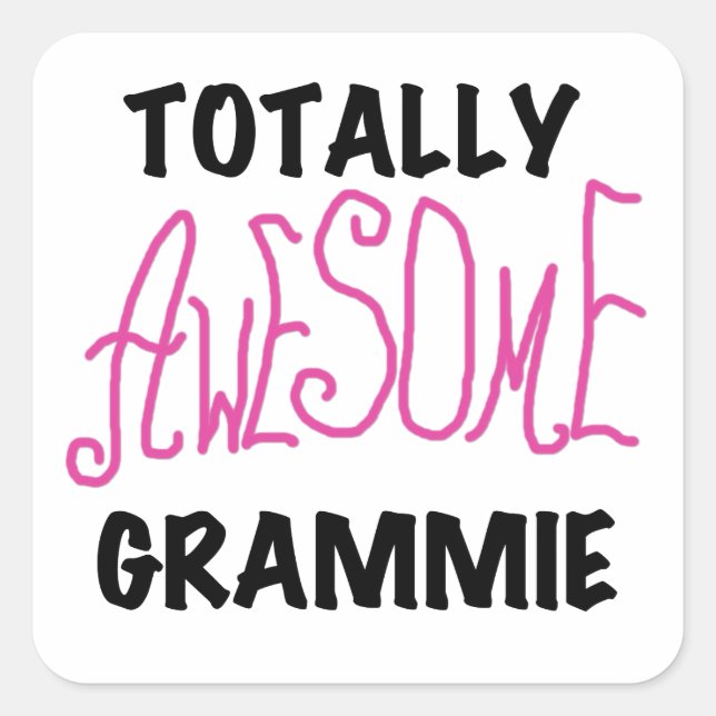 Sticker Carré Cadeaux de T-shirts rose Grammie absolument géniau (Devant)