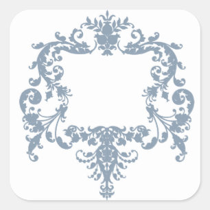 Sticker Carré Cadre baroque bleu Dusty