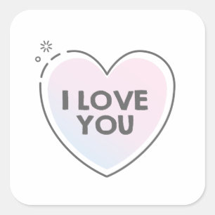 Sticker Carré Cadre cardiaque et je vous aime texte