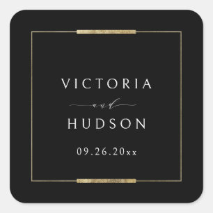 Sticker Carré Cadre Elegance Noir Simple Mariage moderne