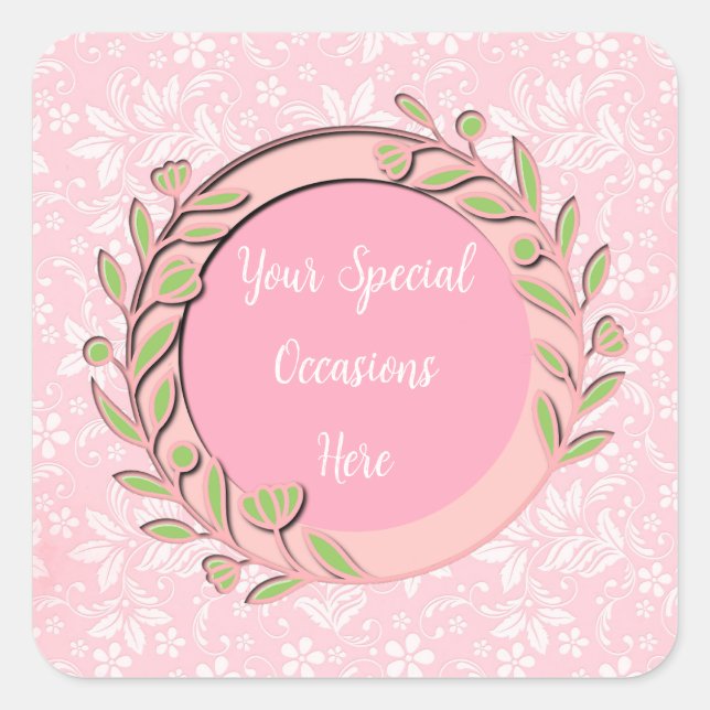 Sticker Carré Cadre floral élégant : pour chaque occasion (Devant)