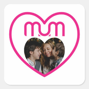 Sticker Carré Cadre photo MAMAN Rose Amour