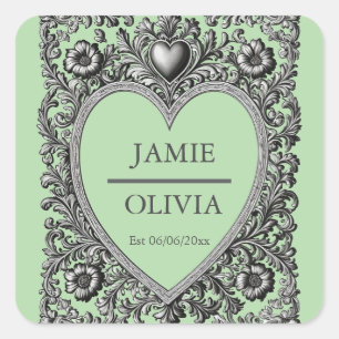Sticker Carré Cadre Victorien Personnalisé - mariage