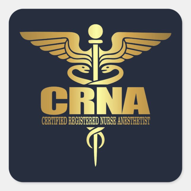 Sticker Carré Caducée d'or (CRNA) (Devant)