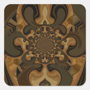 Sticker Carré Café Brown Flux Kaleidoscope Art Imprimer