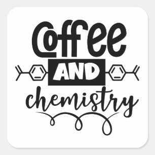 Sticker Carré Café et Chimie Amoureux drôle de la science