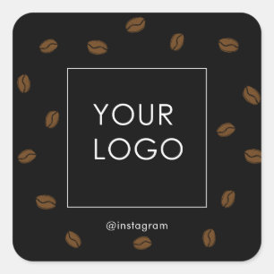 Sticker Carré Café Restaurant Business Logo Noir