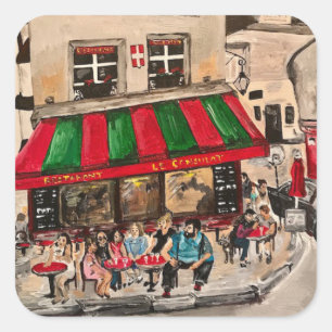Sticker Carré "Café rue Norvins, Montmartre" Paris