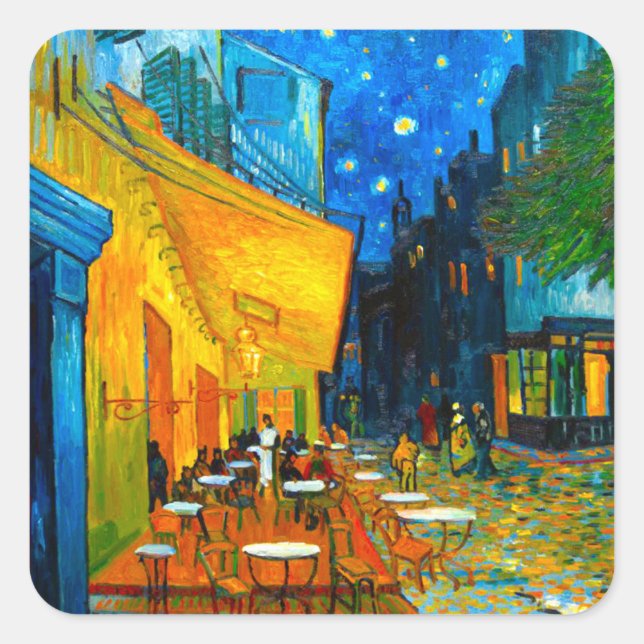 Sticker Carré Café Van Gogh Terrasse en soirée (Devant)