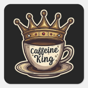 Sticker Carré Caféine King - Couronné De Café