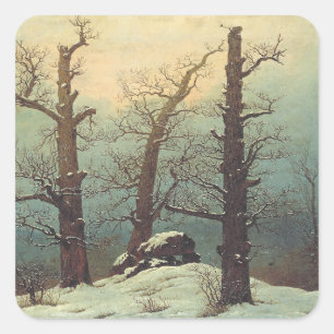 Sticker Carré Cairn dans la neige par Caspar David Friedrich
