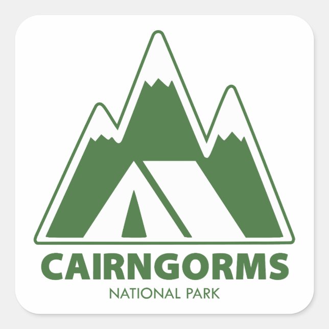 Sticker Carré Cairngorms National Park Mountains Camping (Devant)