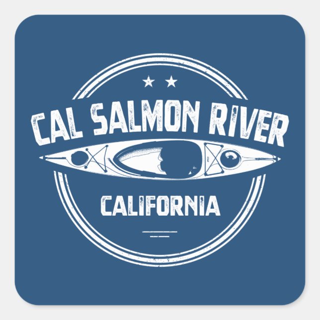 Sticker Carré Cal Saumon River Californie Kayak (Devant)