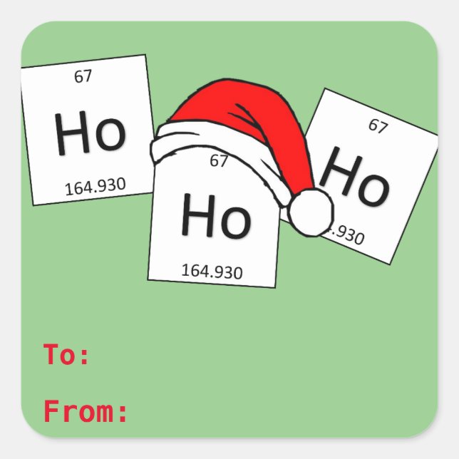 Sticker Carré Calembour de Noël d'élément de chimie de holmium (Devant)