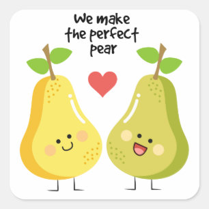 Sticker Carré Calembour drôle de fruit nous faisons la poire