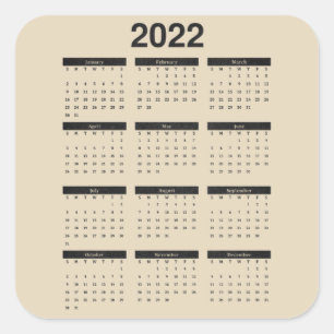 Sticker Carré Calendrier 2022 de douze mois