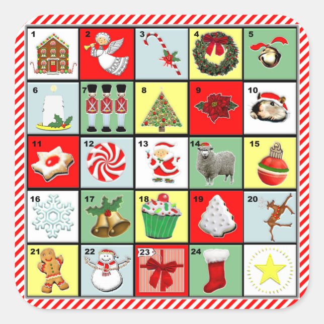 Sticker Carré Calendrier de Noël (Devant)