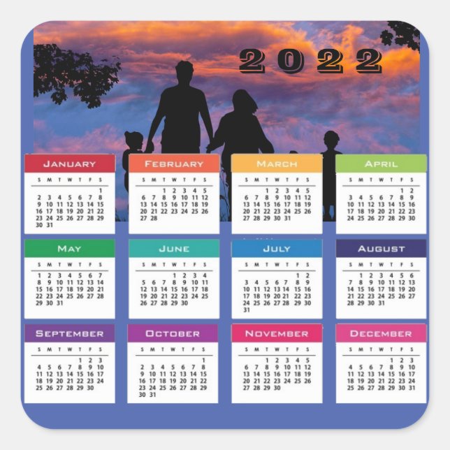 Sticker Carré Calendrier familial 2022 (Devant)