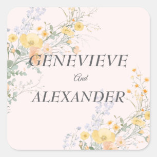 Sticker Carré Calendrier Itinéraire de Mariage aux Fleurs Sauvag