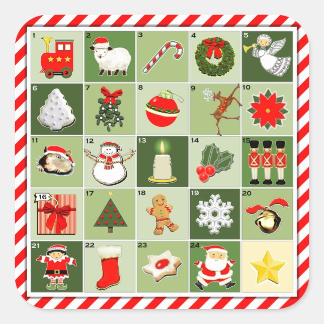 Sticker Carré Calendrier miniature de l'avent (Devant)