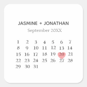 Sticker Carré Calendrier personnaliser votre jour spécial
