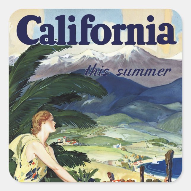 Sticker Carré Californie cet été (Devant)