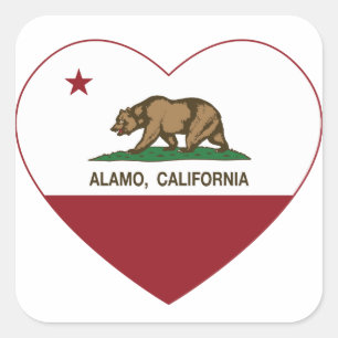 Sticker Carré californie drapeau alamo coeur