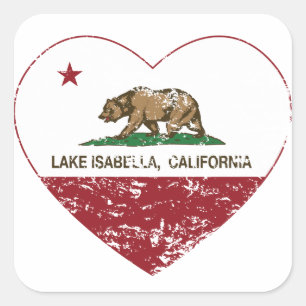 Sticker Carré californie drapeau lac isabella coeur en détresse