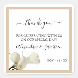 Sticker Carré Calla Lily Merci Mariage verdoyant