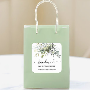 Sticker Carré Calligraphie Aquarelle artisanale Verdure