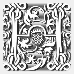 Sticker Carré calligraphie céleste gothique renaissance monogram
