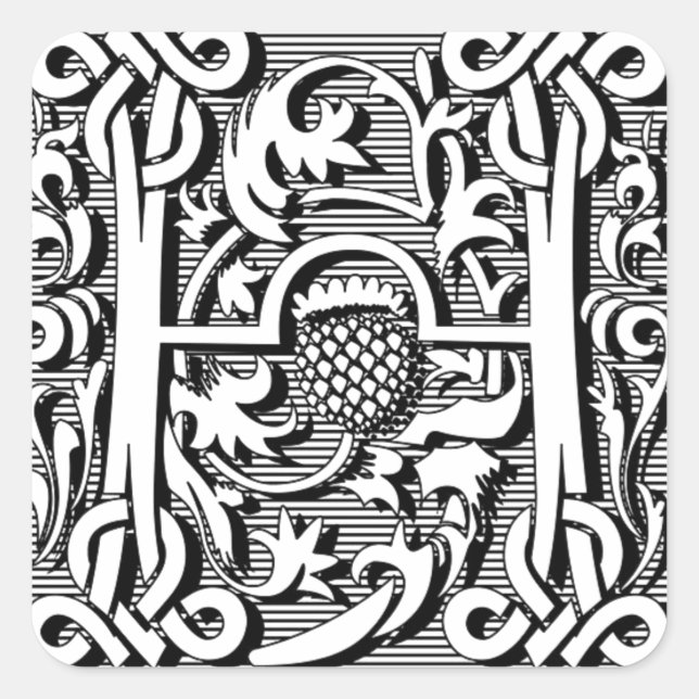 Sticker Carré calligraphie céleste gothique renaissance monogram (Devant)