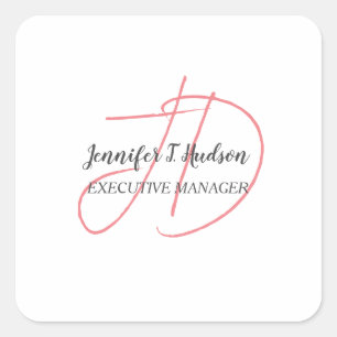 Sticker Carré Calligraphie classique tendance monogramme