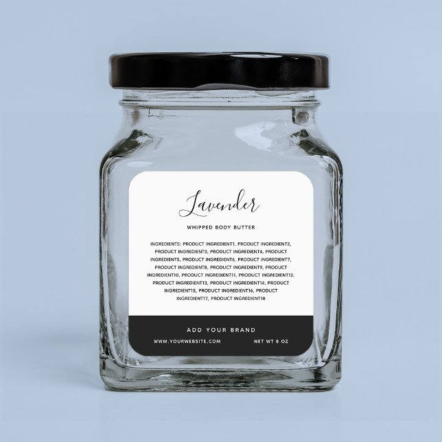 Sticker Carré Calligraphie Couleurs modifiables Ingrédients de c (Créateur téléchargé)