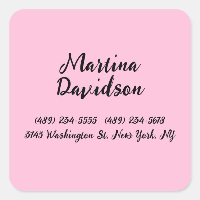 Sticker Carré Calligraphie créative rose originale (Devant)