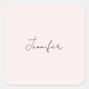 Sticker Carré Calligraphie Élégant Couleur Pastel Simple Nom