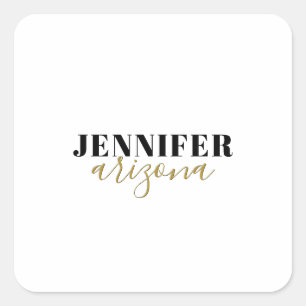 Sticker Carré Calligraphie Elegant Plain Ajouter son propre nom