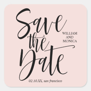 Sticker Carré Calligraphie en gras   mariage moderne rose noir