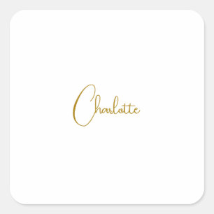 Sticker Carré Calligraphie minimaliste Nom du script Couleur or
