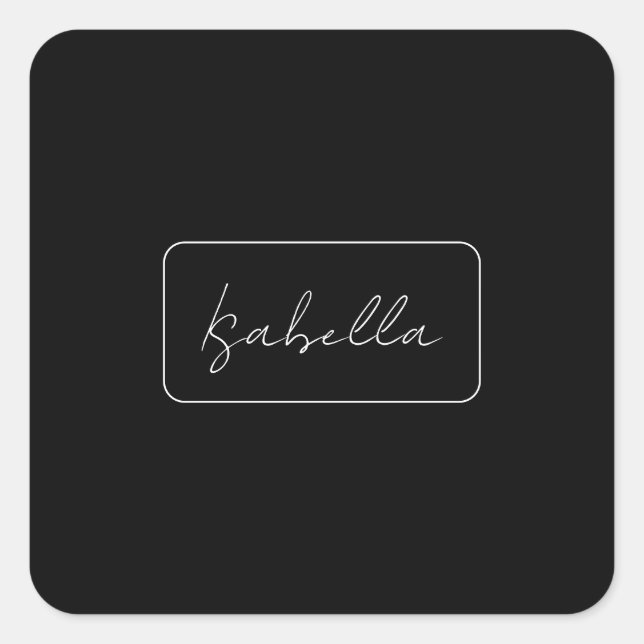 Sticker Carré Calligraphie Noir Blanc Plaine Créative Nom modern (Devant)