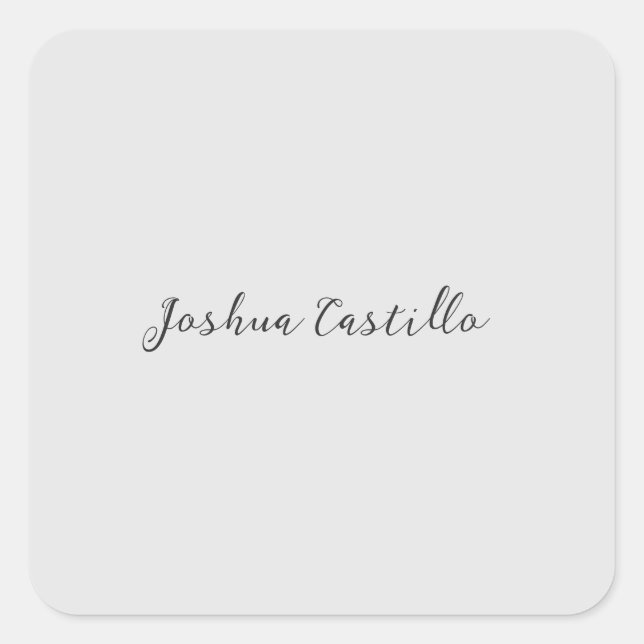 Sticker Carré Calligraphy Simple Grey Professional Name (Devant)