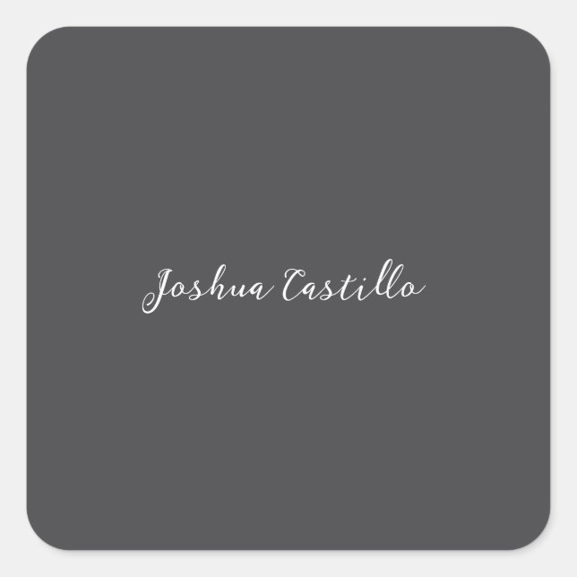 Sticker Carré Calligraphy Simple Grey Professional Name (Devant)
