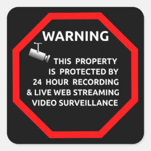 STICKER CARRÉ CAMÉRA D'AVERTISSEMENT DE SURVEILLANCE DE SIGNE DE
