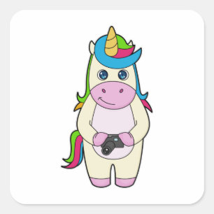 Sticker Carré Caméra Unicorn