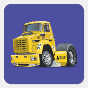 Sticker Carré camion de course de dessin animé