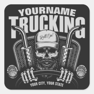 Sticker Carré Camionnage personnalisé Camionneur de crâne Camion
