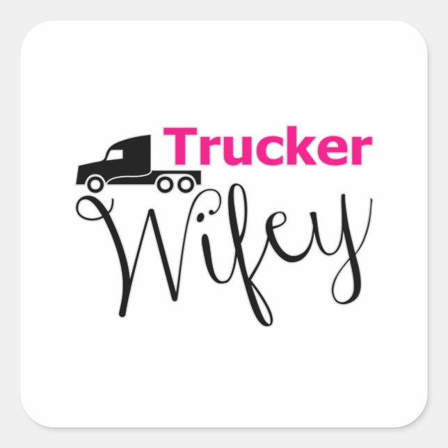 Sticker Carré Camionnette Femme Camionneur Camionneur Camionneur (Devant)