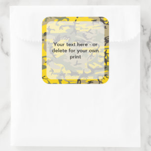 Sticker Carré Camo jaune et vert, camouflage, militaire, armée