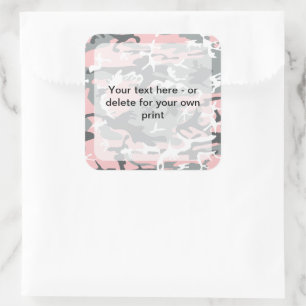 Sticker Carré Camo rose et gris, Camouflage, Militaire, Armée