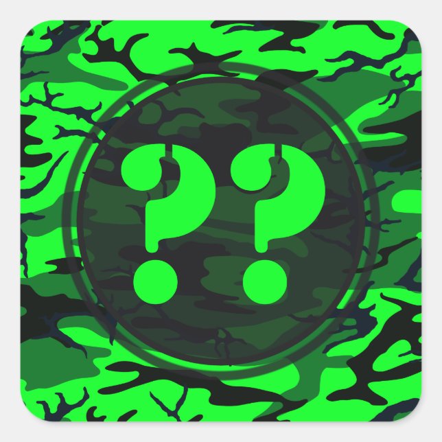 Sticker Carré Camo vert Alien avec symboles personnalisés (Devant)